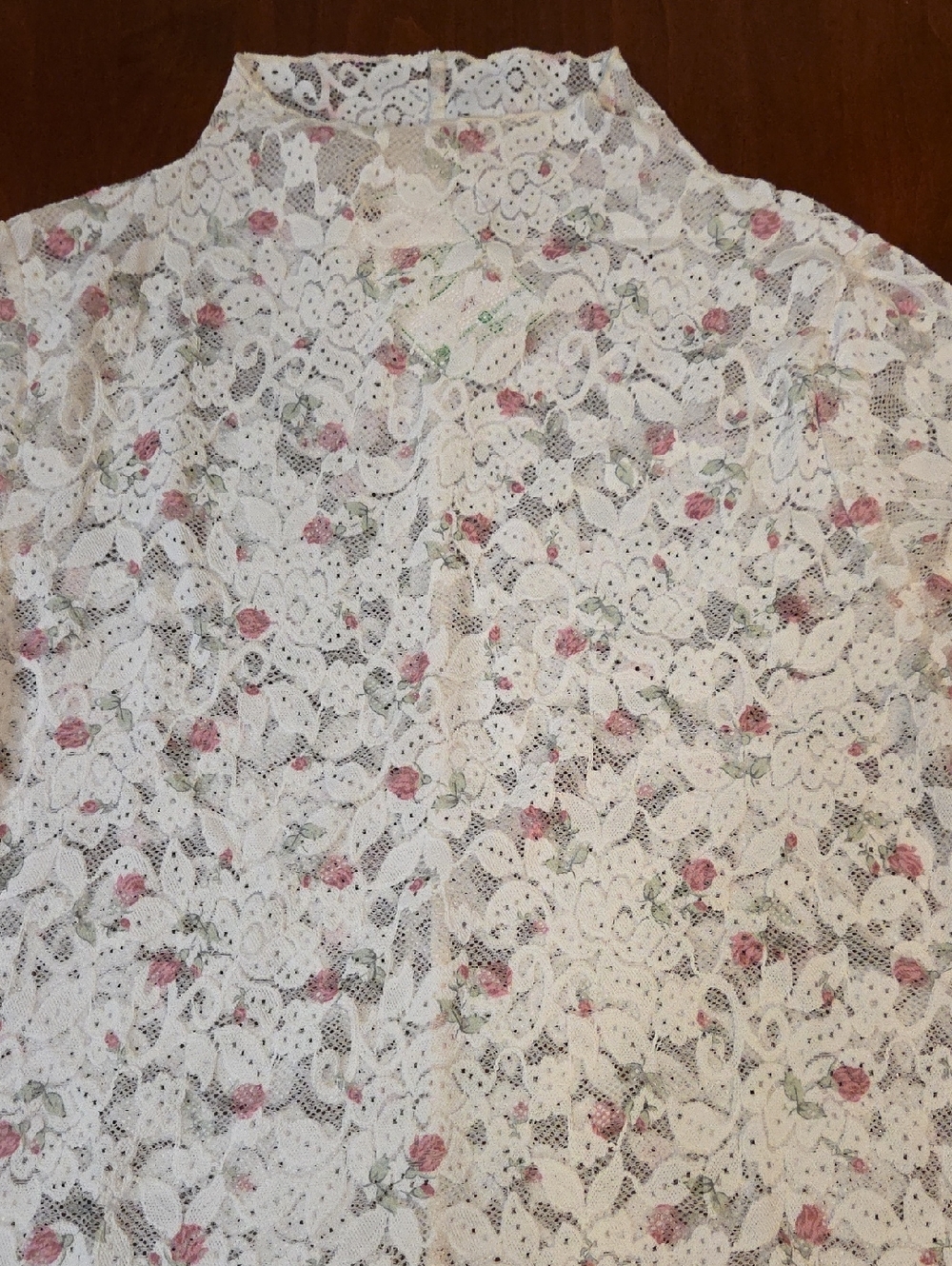 Sheer Floral Layering Long Sleeve Top in Ivory with Pastel Details - Picture 4 of 4